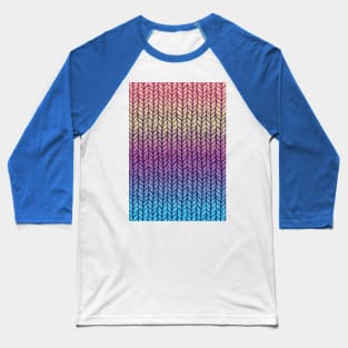 Rainbow Gradient Chunky Knit Pattern Baseball T-Shirt
